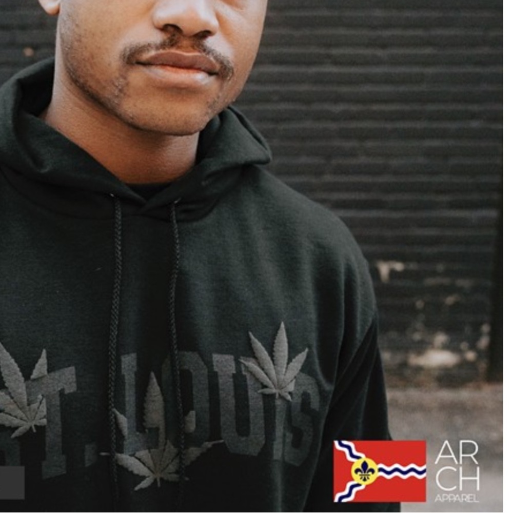 NWT Arch Apparel SWADE collaboration black  hoodie cannabis logo Med St. Louis